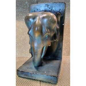 Rare Elephant Statue Bookend Bronze Tone Collectable Limited Edition